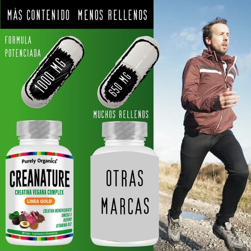 Creatina Vegana Creanature Purely Organics 90 Capsulas Sabor Sin Sabor