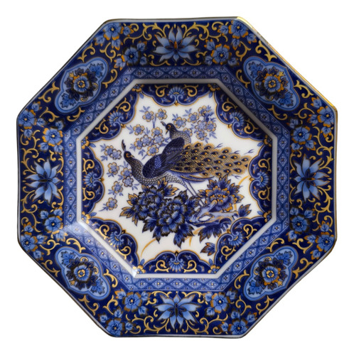 Plato Decorativo Porcelana Azul
