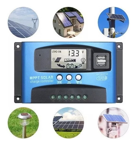 Controlador Solar Dual Usb 100a Mppt Pantalla Lcd