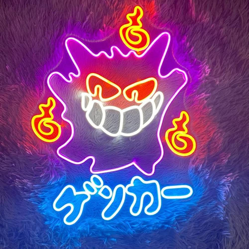 Letrero Neon Gengar Bonita Luz Led Anime Para Pared Fiesta