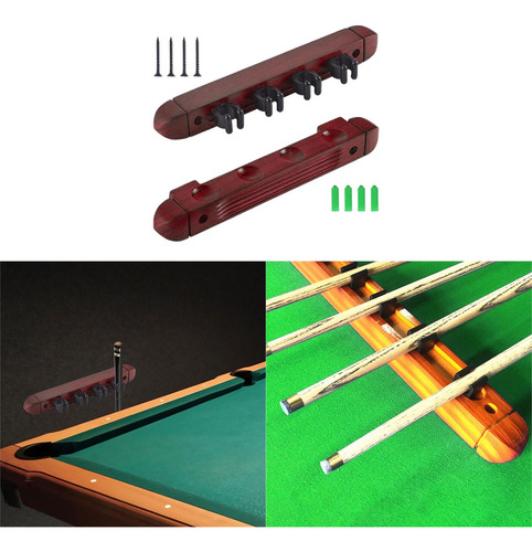 Pool Cue Rack Garra Soporte Para Caña De Pescar Madera Rojo