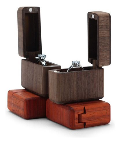 Caja De Anillos De Madera Para Compromiso, Propuesta Y Boda