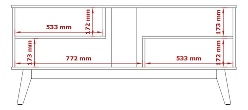 Rack 1.36 Home Pés Madeira Resistente Tv 40 42 43 50 55 Cor Branco Acetinado/Cinamomo