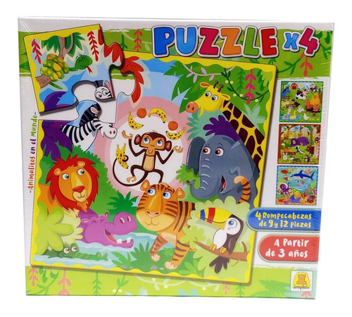 Animalitos En El Mundo X4 Puzzles De 9 A 12 Pz Ploppy 340024