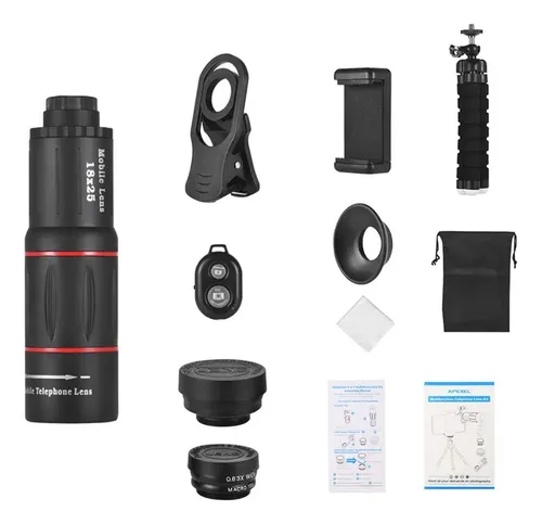 Kit 4 In 1 Obiettivi Per Smartphone: 22x Tele, 15x Macro, 0.63x Grandangolare E Fisheye 198° Con Treppiede