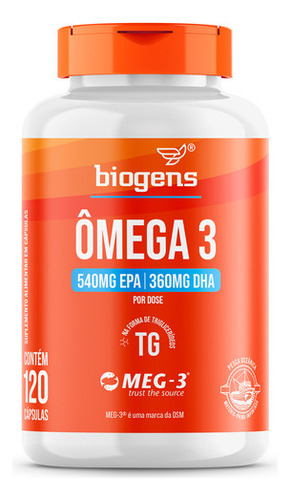 Omega 3 Tg, con sello Meg-3, 120 cápsulas, sabor neutro de Biogens