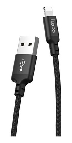 Cable Usb A Lightning 2m Hoco X14 Trenzado Negro De Calidad