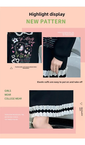 Sudadera Con Cuello De Muñeca Y Borde Floral Para Niña