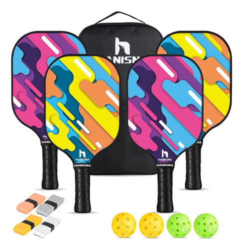 Set De 4 Paletas De Paddleball Hanisha, Raquetas De Pic...