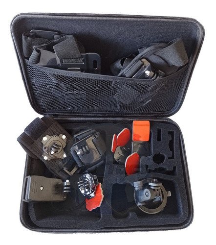 Imagen 2 de 9 de Kit Maletin 14 Accesorios Hombrera Pechera Vincha Para Gopro