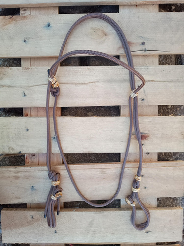 Cabeçada Para Cavalo De Corda Trançada Cordinha Sela Cor Marrom