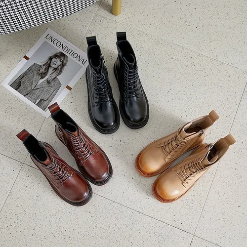 Botas Estilo Británico Botas Retro De Tubo Medio