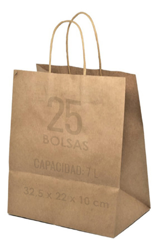 Pack Bolsa Papel Kraft 22 X 32,5 X 10 (25 Unds)