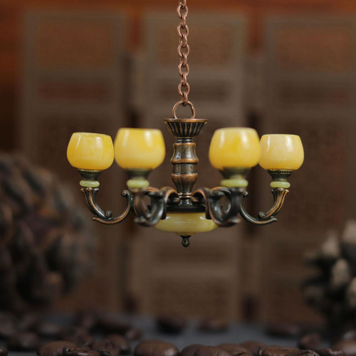 Lámpara De Araña En Miniatura A Escala 1/12, Bronce