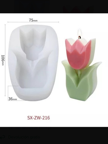Molde Silicona Vela Flor Tulipan Vela De Soja Cemento
