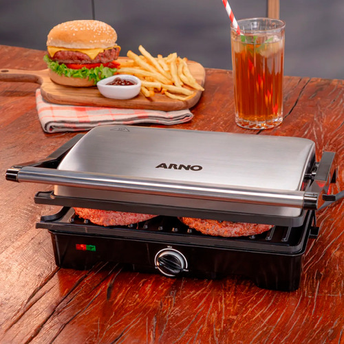 Grill Arno Dual Inox Com Abertura De 180° Gnox 127v