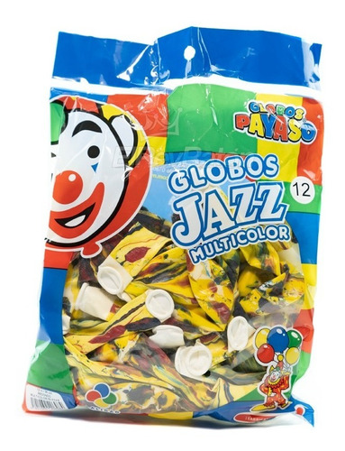 Globo Payaso Redondo No. 12 Jazz Multicolor 50 Pzs