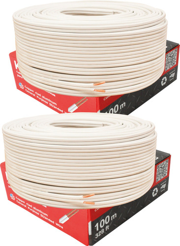Pack 2x: Cable Pot 2x16, Total 200m 90°c Cable Dúplex Cubierta Blanco