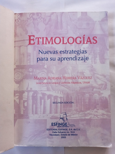 Etimologías. Marina Adriana Herrera Vázquez. Esfinge.