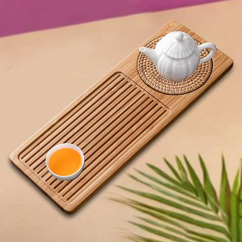 Bandeja Rectangular De Bambú Para Servir Té Chino, Tablero