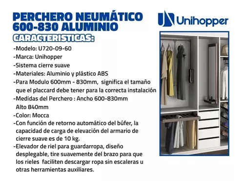 Elevador Ropa Neumatico Suave Unihopper 60 83 Tuyu