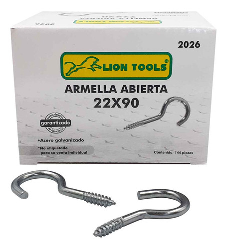 Armella Abierta Galvanizada 22x90 Caja Con 144 Pz Lion Tools