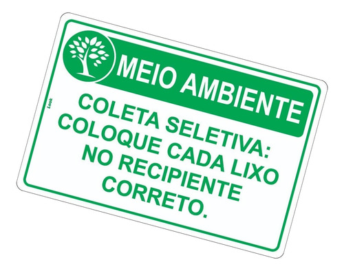 Placa Sinalização Coleta Seletiva Condomínio Container Lixo