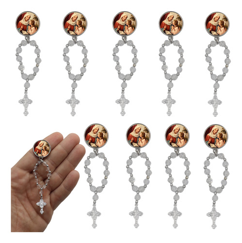 10 Mini Terço Medalha Santa Ana Catolica Lembrancinha Cor Santa Ana Mod 1