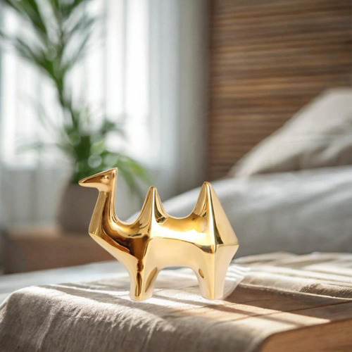 Camel Figurine Estatua De Animales Arte Multifuncional Oro