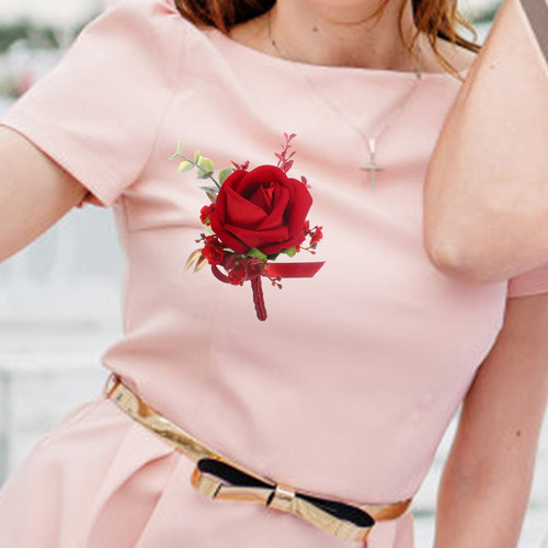 Ramillete De Boda Artificial Con Forma De Ojales Rosas Para