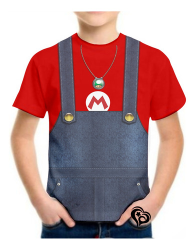 Camiseta Do Super Mario Bros Masculina Luigi Infantil Blusa