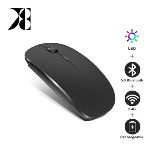 Mouse Silencioso Sem Fio Bluetooth Recarregavel Usb Wireless Cor Cinza/Chumbo