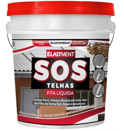 Imagem 1 de 5 de Sos Telhas Elastment Furo Trinca Fissura Cinza 18 Lt