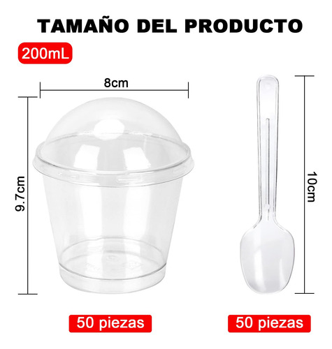 Tazas De Postre 7 Onzas, 50 Vasos De Postre Con Tapas Y