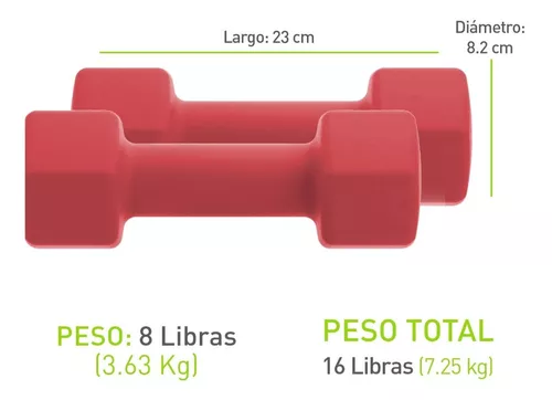 Par Mancuernas Pesas 8 Lb 3.62 kg cu Neopreno zynergy ZY-ND082