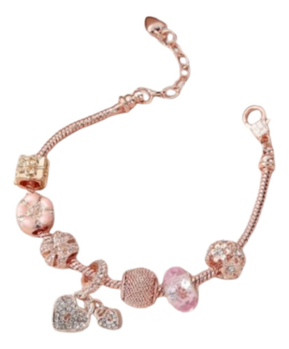 Pulsera Flor Y Corazón De Fantasía - Shein Accesorios Oro Rosa 23.5 Cm 23.5 Cm