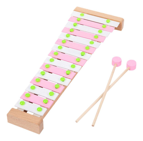 Xilófono De 15 Tonos, Iluminación Con Marco De Madera Rosa