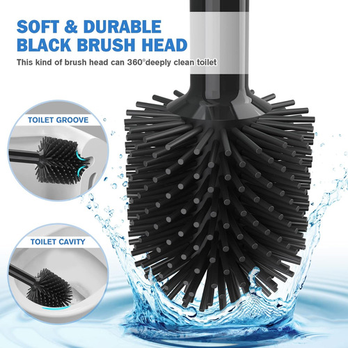 Cepillo Escobilla Sopapo Inodoro Baño Set Limpieza 2 En 1 Negro