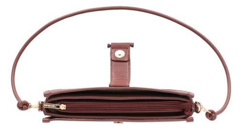 Bolso Mujer Crossbody Herraje Metálico 850-39 Bordó Lisa Oro Bordó