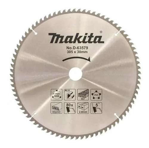 Disco Serra Circular Aluminio 305x30mm 80d D-63579 Makita