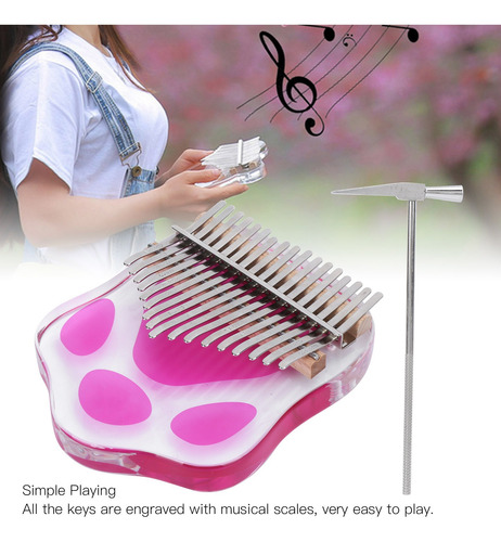 Juego De Piano Kalimba Para Pulgares, 17 Teclas, Acrílico, P