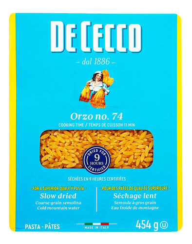 Pasta De Cecco Orzo De Semola 454g