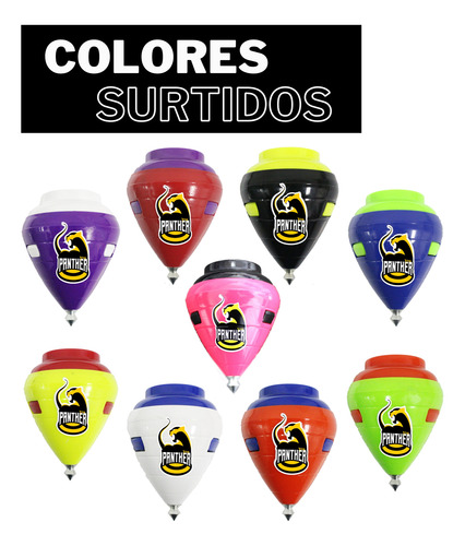 Trompos Cometa Panther Pack 5 Pieza Resistente Color Surtido