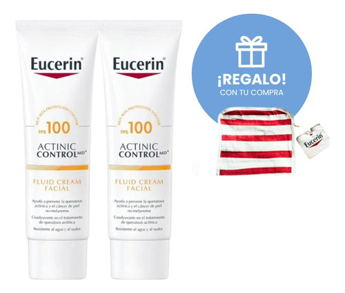 Combo X 2 Eucerin Fps100 Sun Actinic Control Fluido 80 Ml