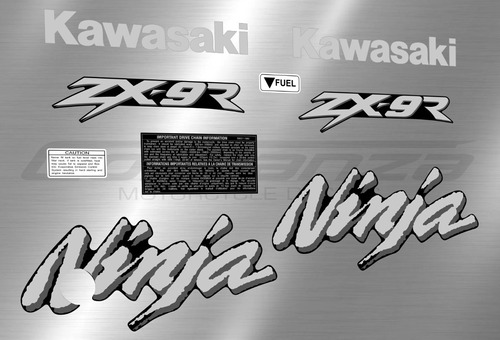 Calcos Kawasaki Zx9 R Año 98 Metalizadas Con Advertencias