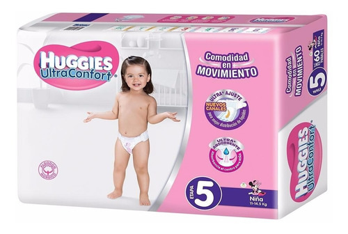 Pañal Para Bebe Huggies Ultraconfort E5 Niña 40pza