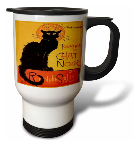 3drose Cats Le Chat Noir Taza De Viaje De Acero Inoxidable,