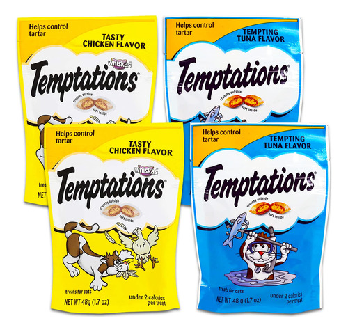 Temptations - Paquete Variado De Golosinas Para Gatos, 4 Bol