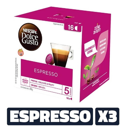 Capsulas Dolce Gusto Espresso Caja X 16 U (pack X3)