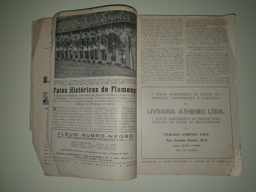 Raro Álbum Rubro-negro 1952 Ano 1 Número 1 Flamengo 1952 (Usado)
